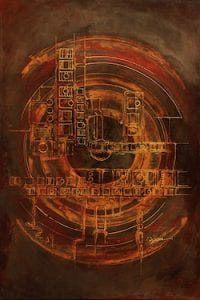New Ancient, by Farr Ligvani. 2009, Mixed media on board. Courtesy of the artist